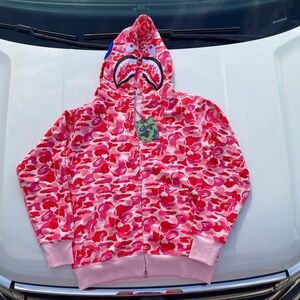 Pink Bape hoodie large new